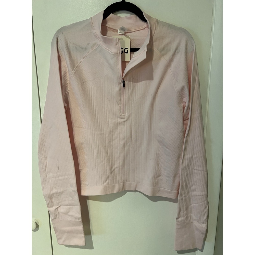NWT Women's XXL DSG Momentum Seamless 1/4 Zip Top In Light Pink Thumb Holes Dust